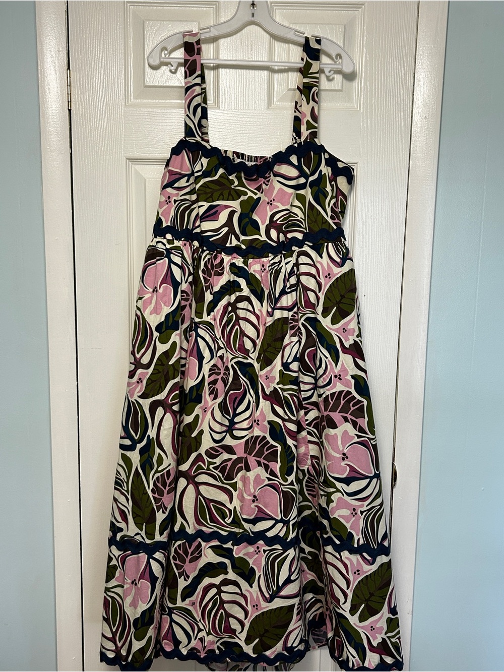 torrid Pink, Green and Navy Floral Sundress with Cream Base